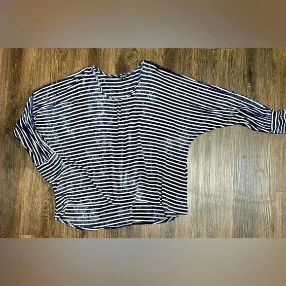 Allen B by Allen Schwartz Striped long sleeves tie dye effect blouse Sz XL - Picture 9 of 11